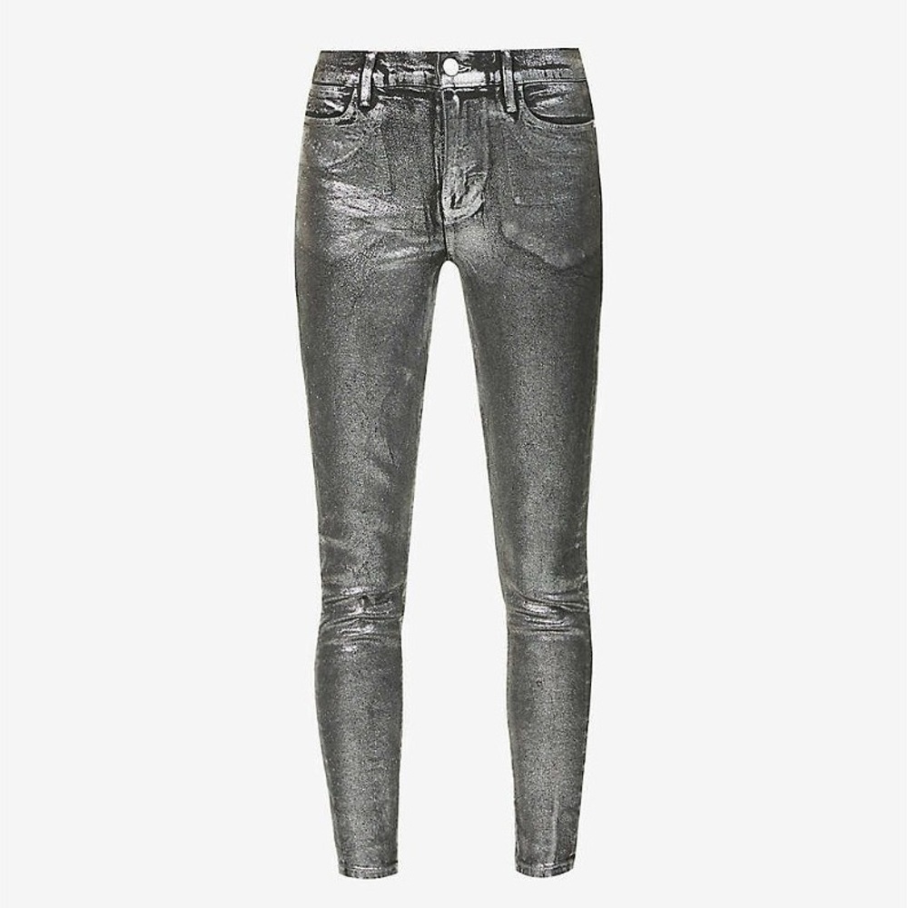 Frame Le High Metallic Coated Skinny Crop Jeans Size 24/0